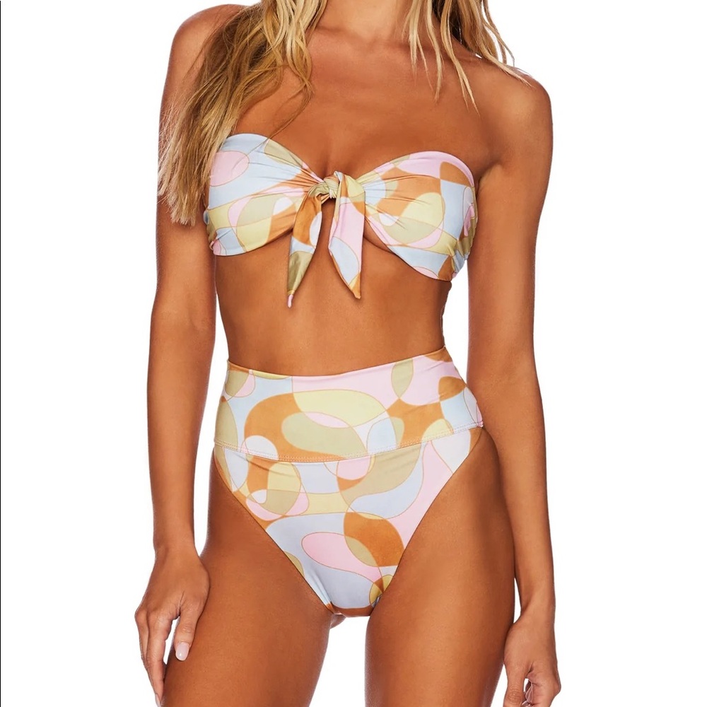 Beach Riot Pastel Swirl Bikini Set in Pink, Yellow & Orange